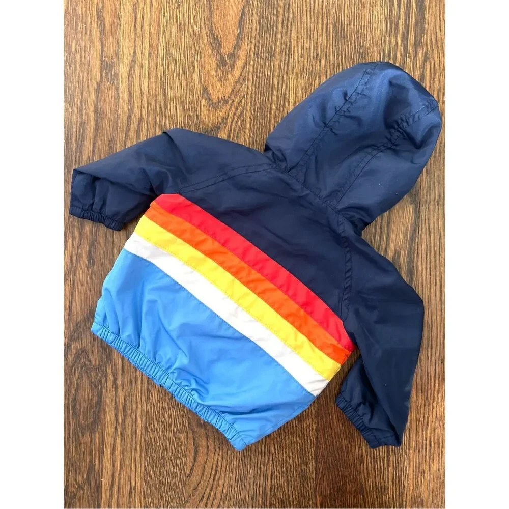 3/$30 BabyGAP Blue Multicolor Striped Outerwear Jacket Infant 0-6 Months